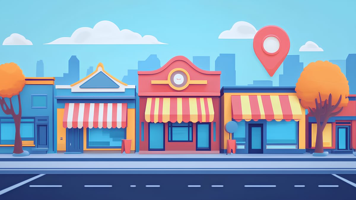 Colorful local storefronts small business location marker jpg